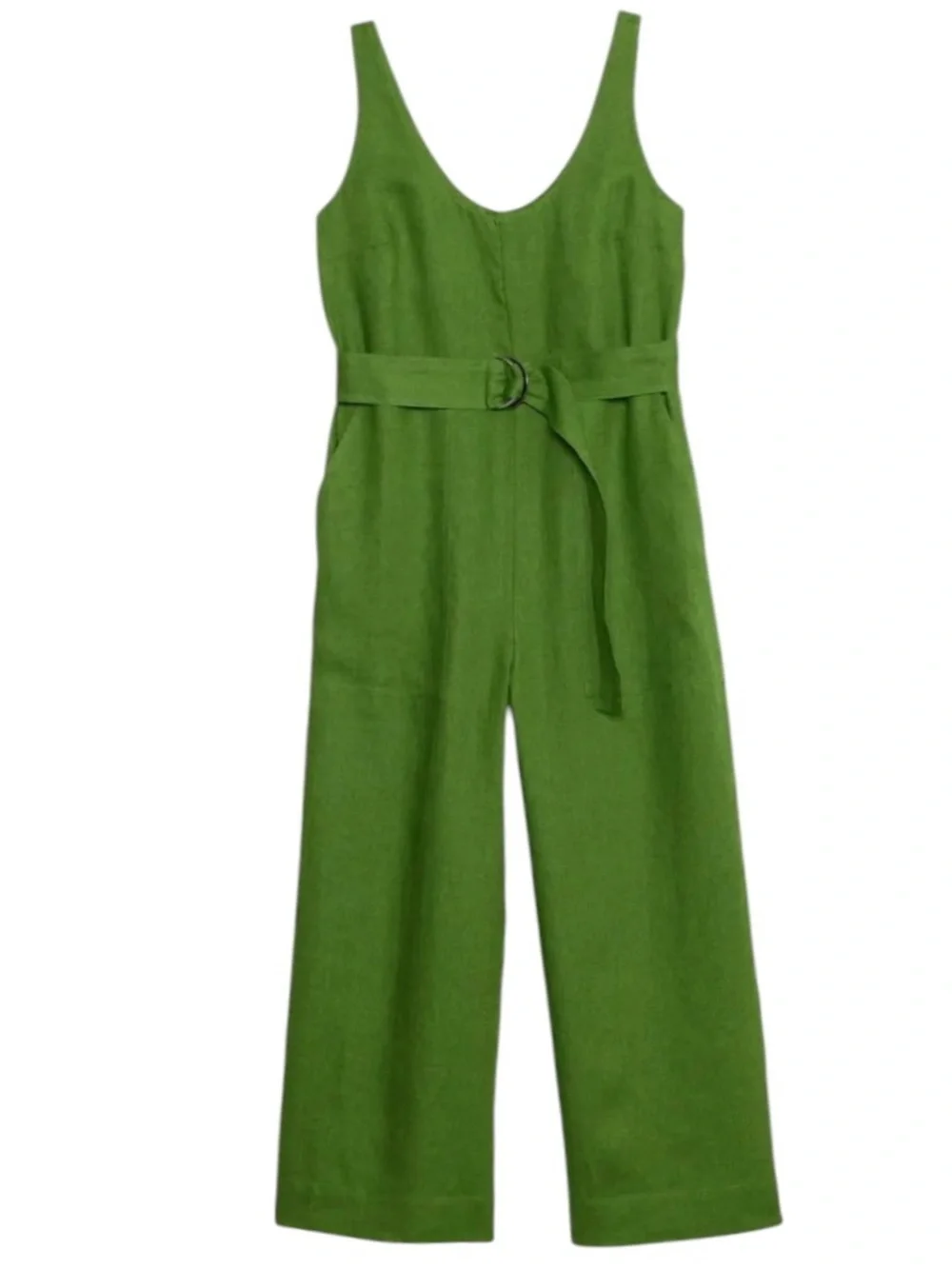 Banana Republic 100% European Linen Wide Leg Jumpsuit Green NWT Sz 6